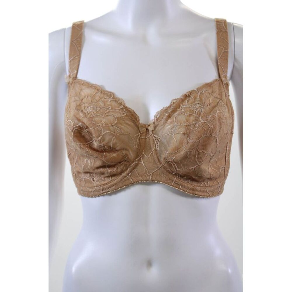 Conturelle Womens Lace Floral Adjustable Full Coverage Bra Beige Size 38E